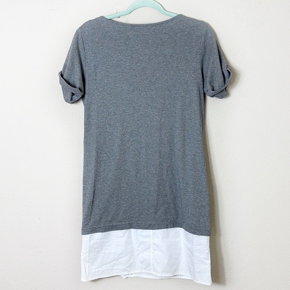 Theory Saydi Classic Tee Shirt Dress Gray And White Cotton Size Small - Picture 3 of 9